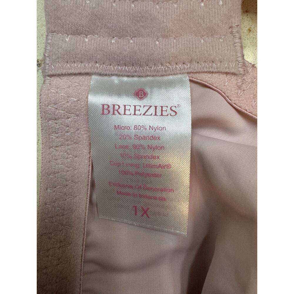 Breezies Soft Support Lace Wirefree Bra 1X Pink A676780 No Padding - Picture 4 of 10
